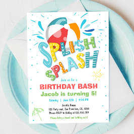 Splish Splash Birthday Bash Boy Pool Party Einladung