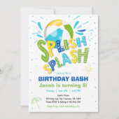 Splish Splash Birthday Bash Boy Pool Party Einladung (Vorderseite)