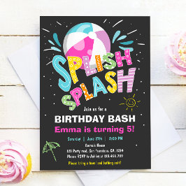 Splish Splash Birthday Bash Girl Pool Party Einladung