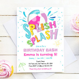 Splish Splash Birthday Bash Girl Pool Party Einladung