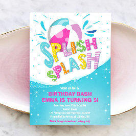 Splish Splash Birthday Bash Girl Pool Party Einladung