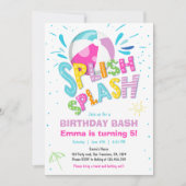 Splish Splash Birthday Bash Girl Pool Party Einladung (Vorderseite)