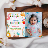 Splish Splash Birthday Bash Girl Pool Party Foto Einladung