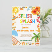 Splish Splash Birthday Bash Pool Party Einladung (Stehend Vorderseite)