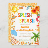 Splish Splash Birthday Bash Pool Party Einladung (Vorne/Hinten)