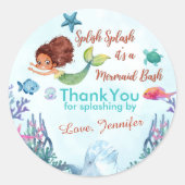 Splish Splash Brown Mermaid Bash Girls Vielen Dank Runder Aufkleber (Vorderseite)
