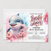 Splish-Splash Dolphin Girl Babydusche Einladung (Vorderseite)