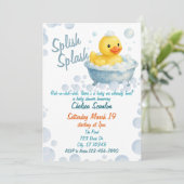 Splish Splash Ducky Babydusche Einladung (Stehend Vorderseite)