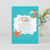 Splish Splash Einladung (Stehend Vorderseite)