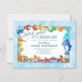 Splish Splash Einzigartiger Pool Erster Geburtstag Magneteinladung (Vorderseite)