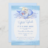 Splish Splash Elephant Boy Pool Party Babydusche Einladung (Vorne/Hinten)