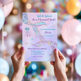 Splish Splash Es ist eine Meerjungfrau-Party-Einla Einladung