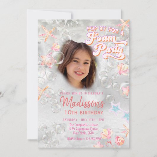 Splish Splash FOAM Party Geburtstag Einladung (Vorderseite)