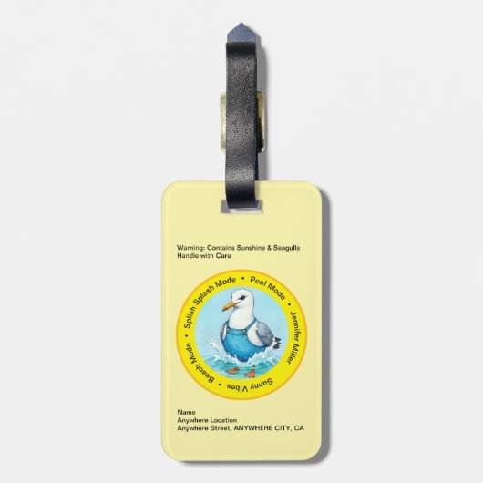Splish Splash fun Seagull summer Hawaii greetings Gepäckanhänger (Rückseite vertikal)