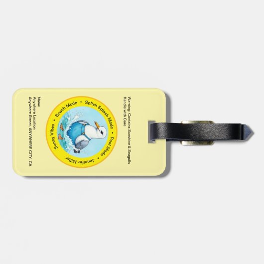 Splish Splash fun Seagull summer Hawaii greetings Gepäckanhänger (Rückseite horizontal)