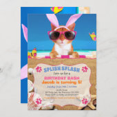 Splish Splash! Funny Cat Einladung (Vorne/Hinten)