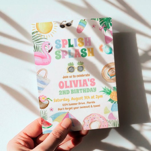 Splish Splash Geburtstag Einladung Pool Party einl