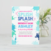 Splish Splash Geburtstags-Einladung Girl Einladung (Stehend Vorderseite)