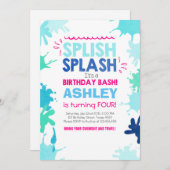 Splish Splash Geburtstags-Einladung Girl Einladung (Vorne/Hinten)