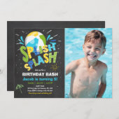 Splish Splash Geburtstagseinladung Pool Party Einladung (Vorne/Hinten)