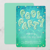 Splish Splash Geburtstagsfeier Poolparty Einladung (Vorne/Hinten)