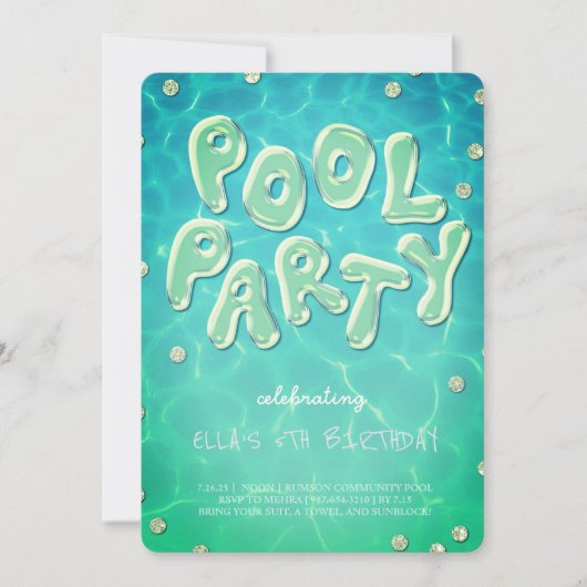 Splish Splash Geburtstagsfeier Poolparty Einladung (Vorderseite)