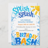 Splish Splash Geburtstagsfeier Poolparty Einladung (Vorderseite)