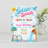 Splish Splash Geburtstagsfeier | Splash Pad Einladung (Stehend Vorderseite)