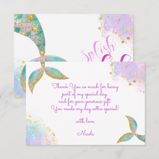 Splish splash Geburtstagsjause Dankeskarte (Vorne/Hinten)