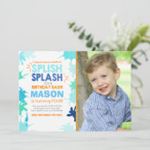 Splish Splash Geburtstagsladung Junge Einladung (Stehend Vorderseite)