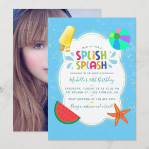 Splish Splash Geburtstagsparty Foto-Einladung Einladung