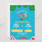 Splish Splash Gemeinsame Poolparty Geburtstag Einladung (Vorderseite)