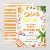 Splish Splash Girl Birthday Bash Pool Party Einladung (Vorne/Hinten)
