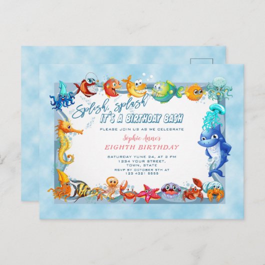 Splish Splash Girl Einzigartiger Achter Pool Gebur Postkarte (Vorne/Hinten)