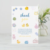Splish Splash Gummiente Baby Shower   Dankeskarte (Stehend Vorderseite)