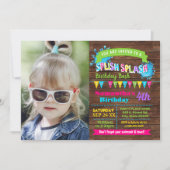 Splish Splash Hot Pink Geburtstag Sommerpause Foto Einladung (Vorderseite)