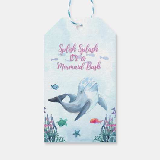 Splish Splash Lila Mermaid Bash Vielen Dank Geschenkanhänger (Rückseite)