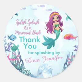 Splish Splash Lila Mermaid Bash Vielen Dank Runder Aufkleber
