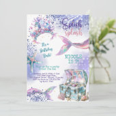 Splish splash magische Meerjungfrau Geburtstagsbas Einladung (Stehend Vorderseite)