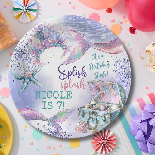 Splish splash magische Meerjungfrau Geburtstagsbas Pappteller