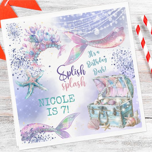 Splish splash magische Meerjungfrau Geburtstagsbas Serviette