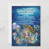 Splish Splash Mermaid 1. Geburtstag Bash Einladung (Vorderseite)