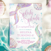 Splish Splash Mermaid 6. Geburtstag Einladung