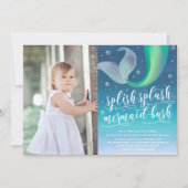 Splish Splash Mermaid Bash Birthday Einladung (Vorderseite)