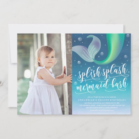 Splish Splash Mermaid Bash Birthday Einladung (Vorderseite)