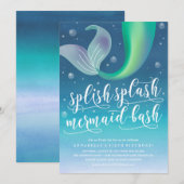Splish Splash Mermaid Bash Birthday Einladung (Vorne/Hinten)