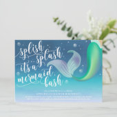 Splish Splash Mermaid Bash Birthday Einladung (Stehend Vorderseite)