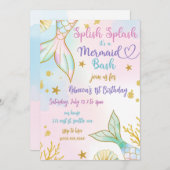 Splish Splash Mermaid Bash Birthday Party Einladung (Vorne/Hinten)