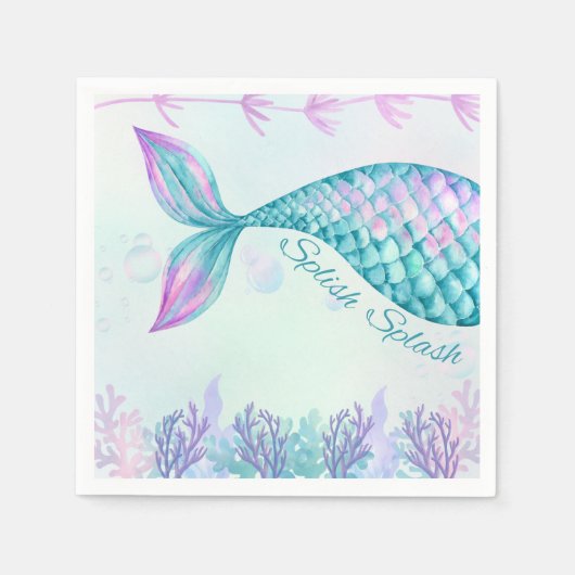 Splish Splash Mermaid Bash Cocktail Napkin Serviette (Vorderseite)