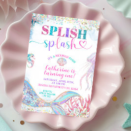 Splish Splash mermaid bash girl birthday invitatio Einladung
